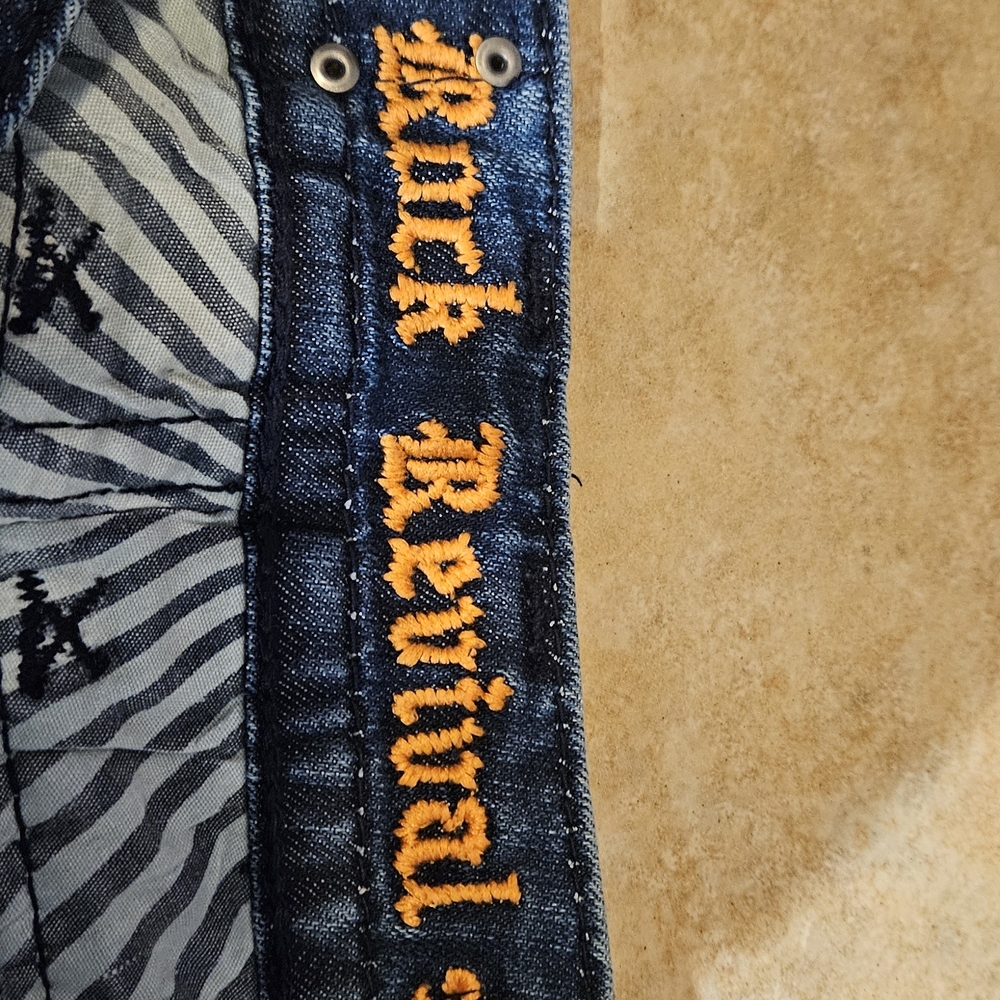Rock Revivel Dark Blue Denim Jeans with Orange Embroidery